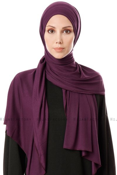 Hande - Plommon Bomull Hijab - Gülsoy
