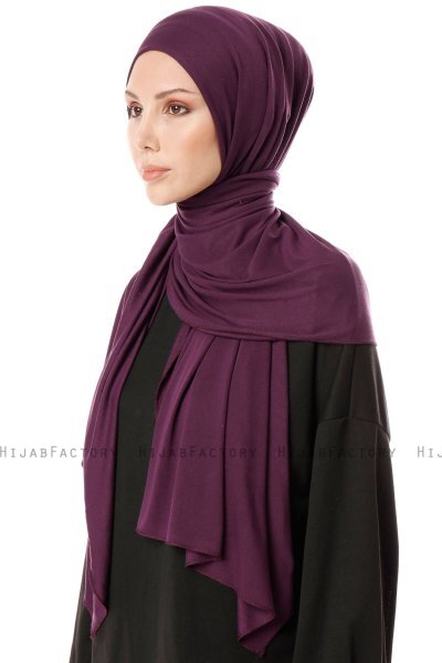 Hande - Plommon Bomull Hijab - Gülsoy