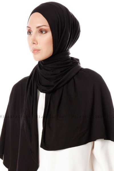 Hande - Svart Bomull Hijab - Gülsoy