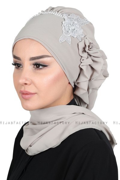 Hillevi - Taupe Chiffon Instant Turban