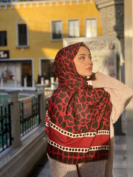 Iza - Bordeaux Mönstrad Bomull Hijab - Mirach