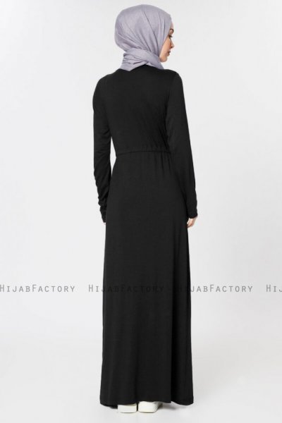 Jihan Svart Klänning Med Knappar 280109d