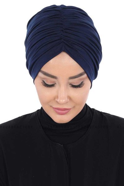 Jill - Marinblå Bomull Turban - Ayse Turban