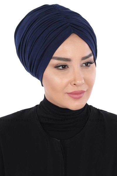 Jill - Marinblå Bomull Turban - Ayse Turban
