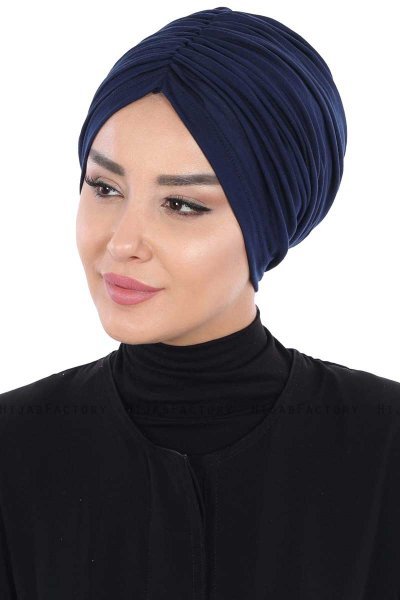 Jill - Marinblå Bomull Turban - Ayse Turban