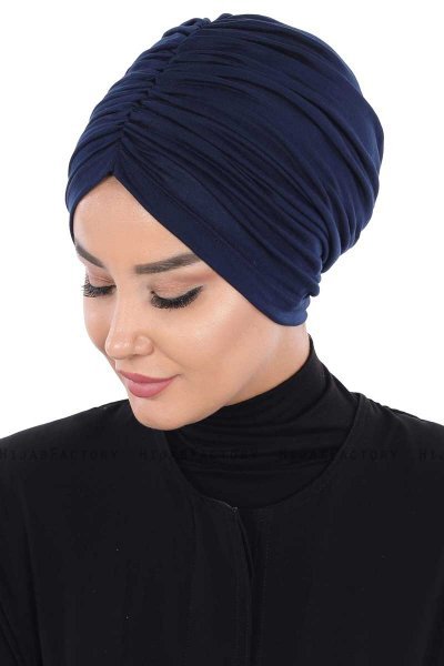 Jill - Marinblå Bomull Turban - Ayse Turban