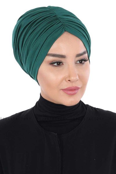 Jill - Mörkgrön Bomull Turban - Ayse Turban