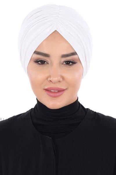 Jill - Vit Bomull Turban - Ayse Turban