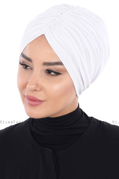 Jill - Vit Bomull Turban - Ayse Turban
