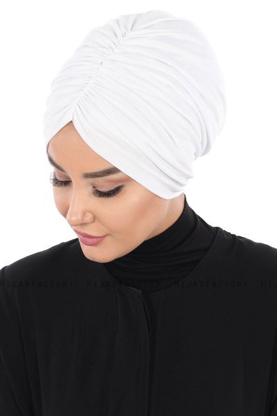 Jill - Vit Bomull Turban - Ayse Turban
