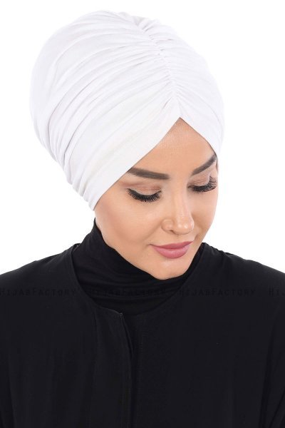 Jill - Vit Bomull Turban - Ayse Turban