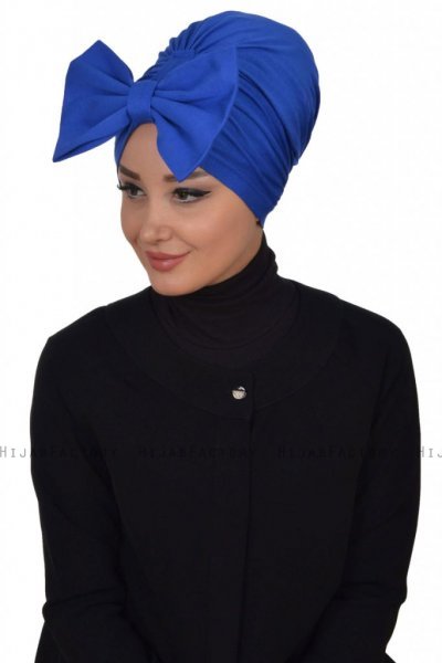 Julia - Blå Bomull Turban - Ayse Turban