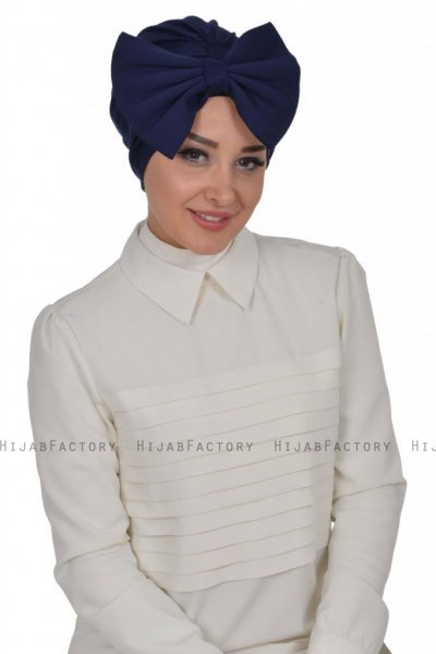 Julia - Marinblå Bomull Turban - Ayse Turban