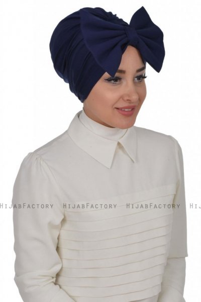 Julia - Marinblå Bomull Turban - Ayse Turban