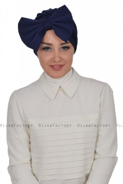 Julia - Marinblå Bomull Turban - Ayse Turban