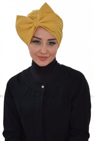 Julia - Senapsgul Bomull Turban - Ayse Turban