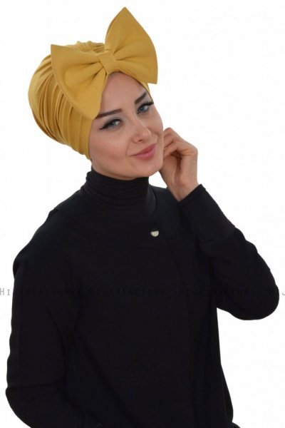 Julia - Senapsgul Bomull Turban - Ayse Turban