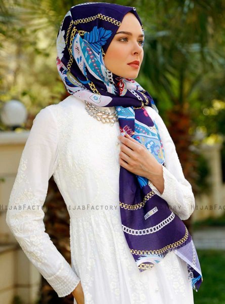 Jumana - Lila Mönstrad Hijab - Sal Evi