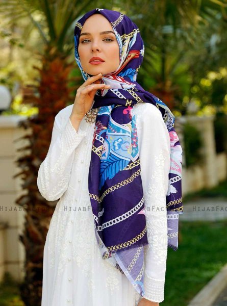 Jumana - Lila Mönstrad Hijab - Sal Evi