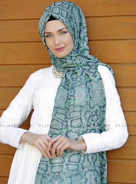 Dounia - Grön Mönstrad Hijab