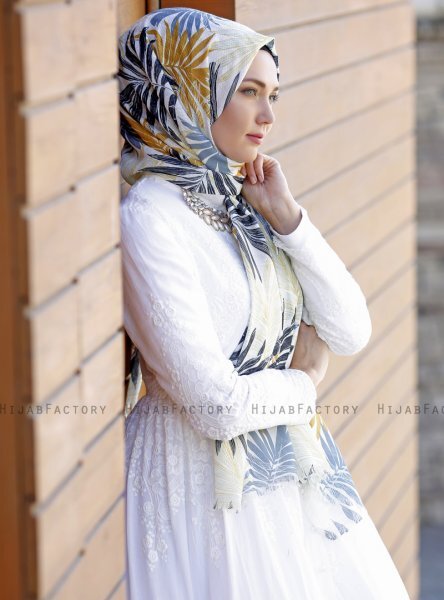 Dounia - Senapsgul Mönstrad Hijab
