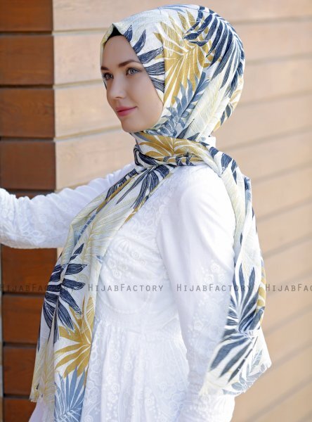 Dounia - Senapsgul Mönstrad Hijab