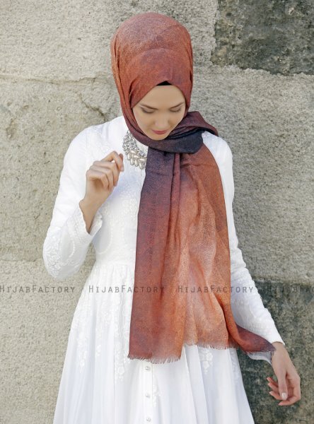 Dounia - Tegelröd Mönstrad Hijab
