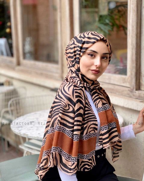 Kadifa - Senapsgul Mönstrad Bomull Hijab - Mirach