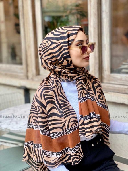 Kadifa - Senapsgul Mönstrad Bomull Hijab - Mirach