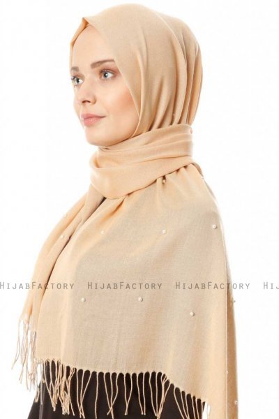Kadri - Beige Hijab Med Pärlor - Özsoy
