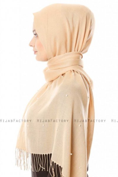 Kadri - Beige Hijab Med Pärlor - Özsoy