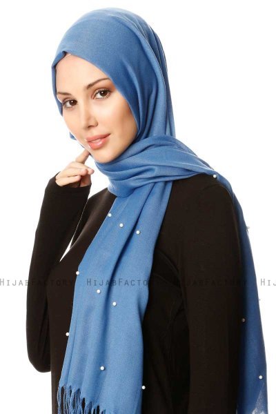 Kadri - Blå Hijab Med Pärlor - Özsoy