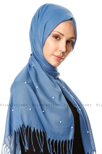 Kadri - Blå Hijab Med Pärlor - Özsoy