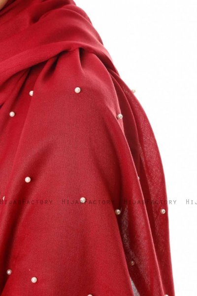 Kadri - Bordeaux Hijab Med Pärlor - Özsoy