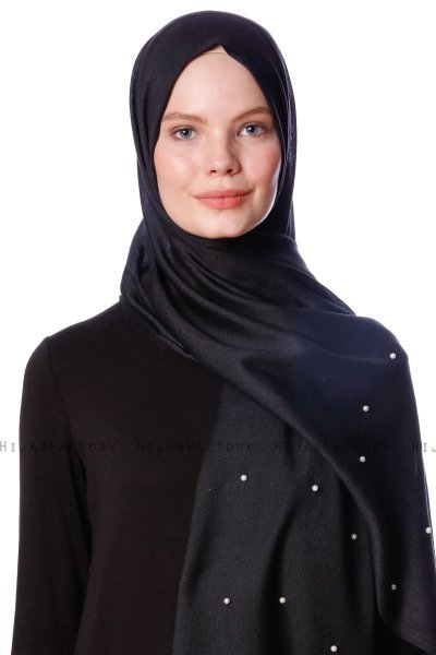 Kadri - Svart Hijab Med Pärlor - Özsoy