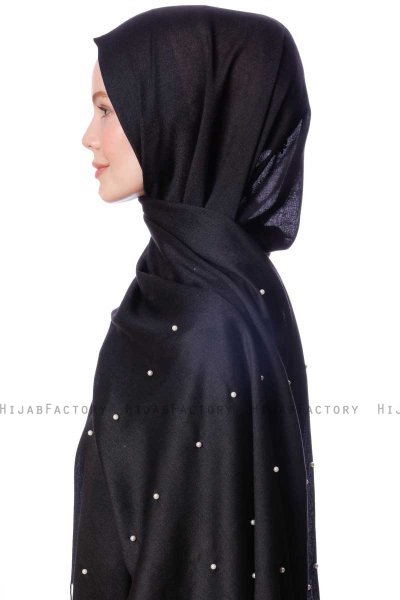 Kadri - Svart Hijab Med Pärlor - Özsoy