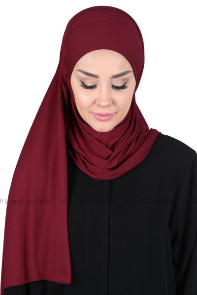 Kaisa - Bordeaux Praktisk Bumull Hijab