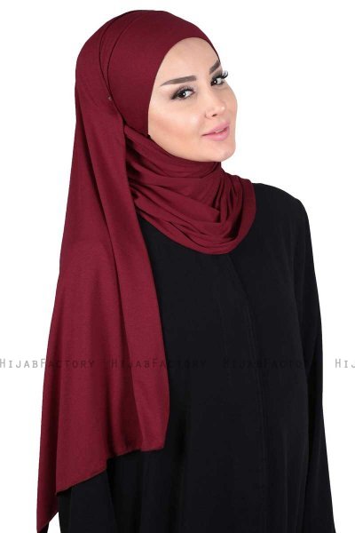 Kaisa - Bordeaux Praktisk Bumull Hijab