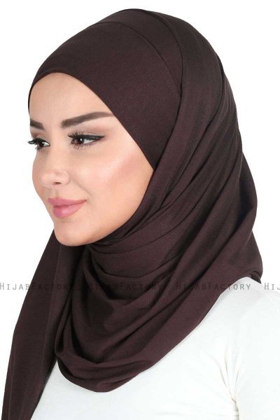 Kaisa - Brun Praktisk Bumull Hijab