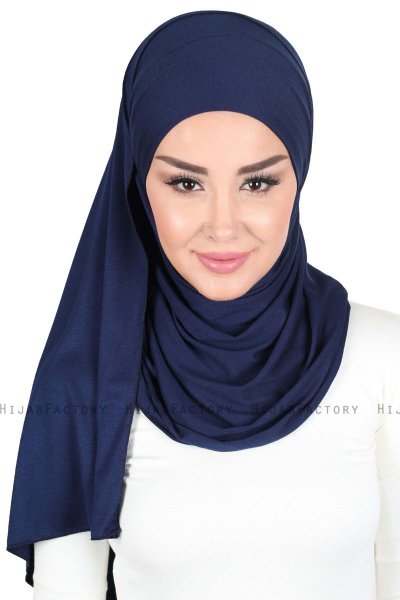 Kaisa - Marinblå Praktisk Bumull Hijab
