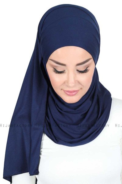 Kaisa - Marinblå Praktisk Bumull Hijab