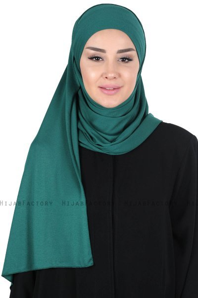 Kaisa - Mörkgrön Praktisk Bumull Hijab