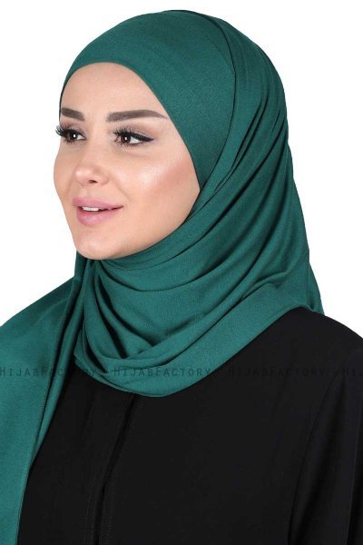 Kaisa - Mörkgrön Praktisk Bumull Hijab