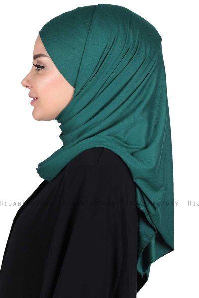 Kaisa - Mörkgrön Praktisk Bumull Hijab