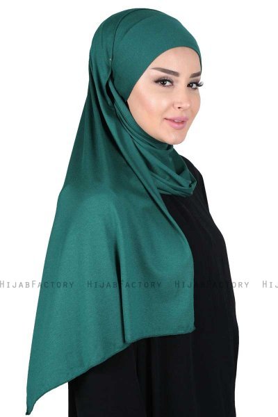 Kaisa - Mörkgrön Praktisk Bumull Hijab