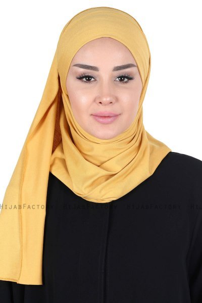 Kaisa - Senapsgul Praktisk Bumull Hijab