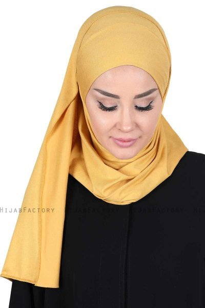 Kaisa - Senapsgul Praktisk Bumull Hijab