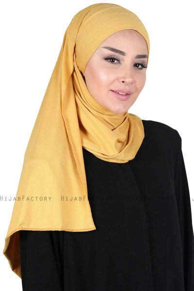 Kaisa - Senapsgul Praktisk Bumull Hijab