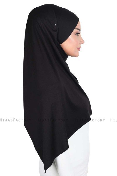 Kaisa - Svart Praktisk Bumull Hijab