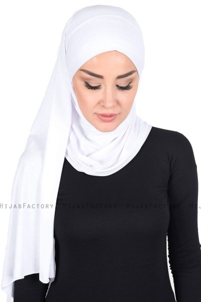 Kaisa - Vit Praktisk Bumull Hijab